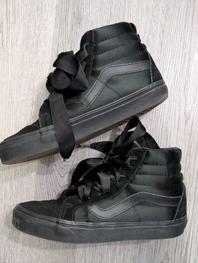 Vans Sk8-Hi Black Ballerina Satin & Suede High Tops with Ribbon Laces